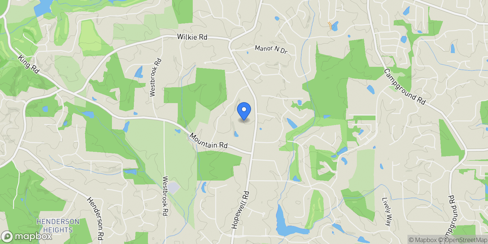 Map showing 16500 Hopewell Road, Alpharetta, GA 30004, Milton, Georgia, United States.