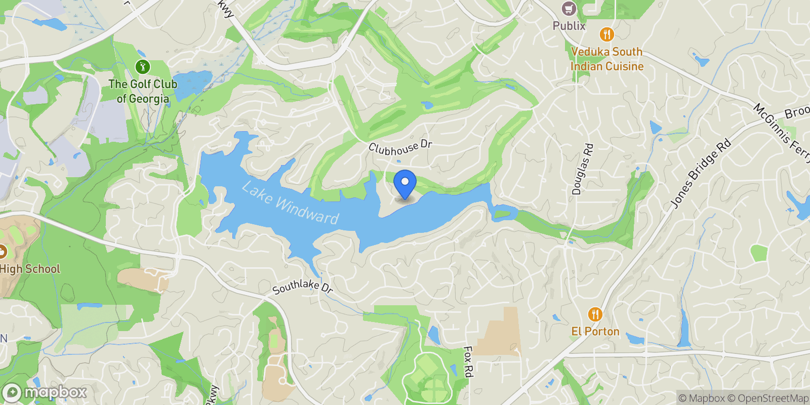 Map showing 1075 Carnoustie Lane, Alpharetta, GA 30005, Alpharetta, Georgia, United States.