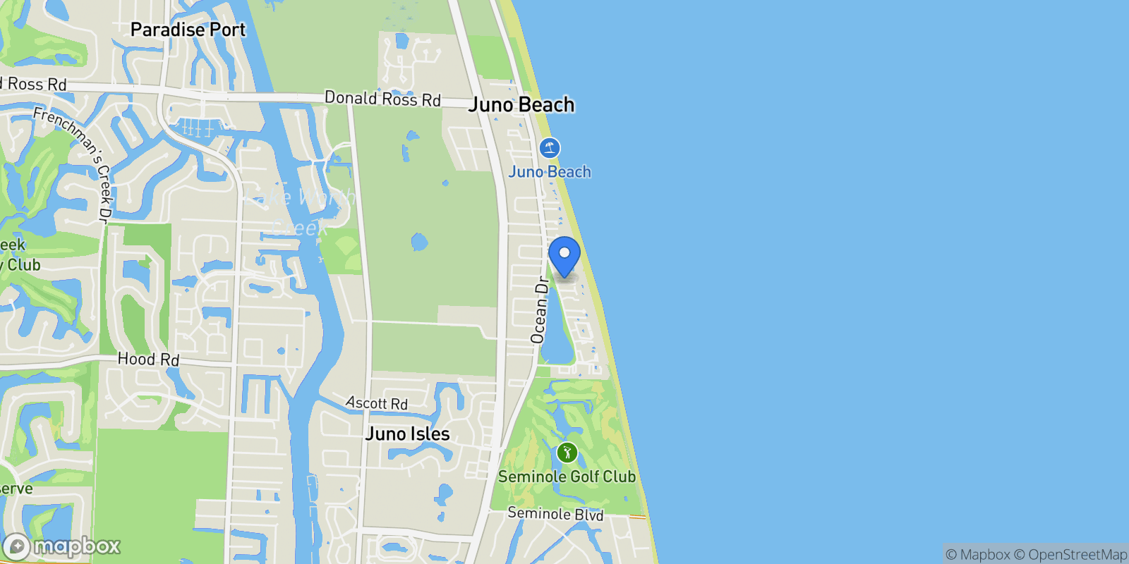 Map showing 270 Mercury Road D, North Palm Beach, Florida, United States.