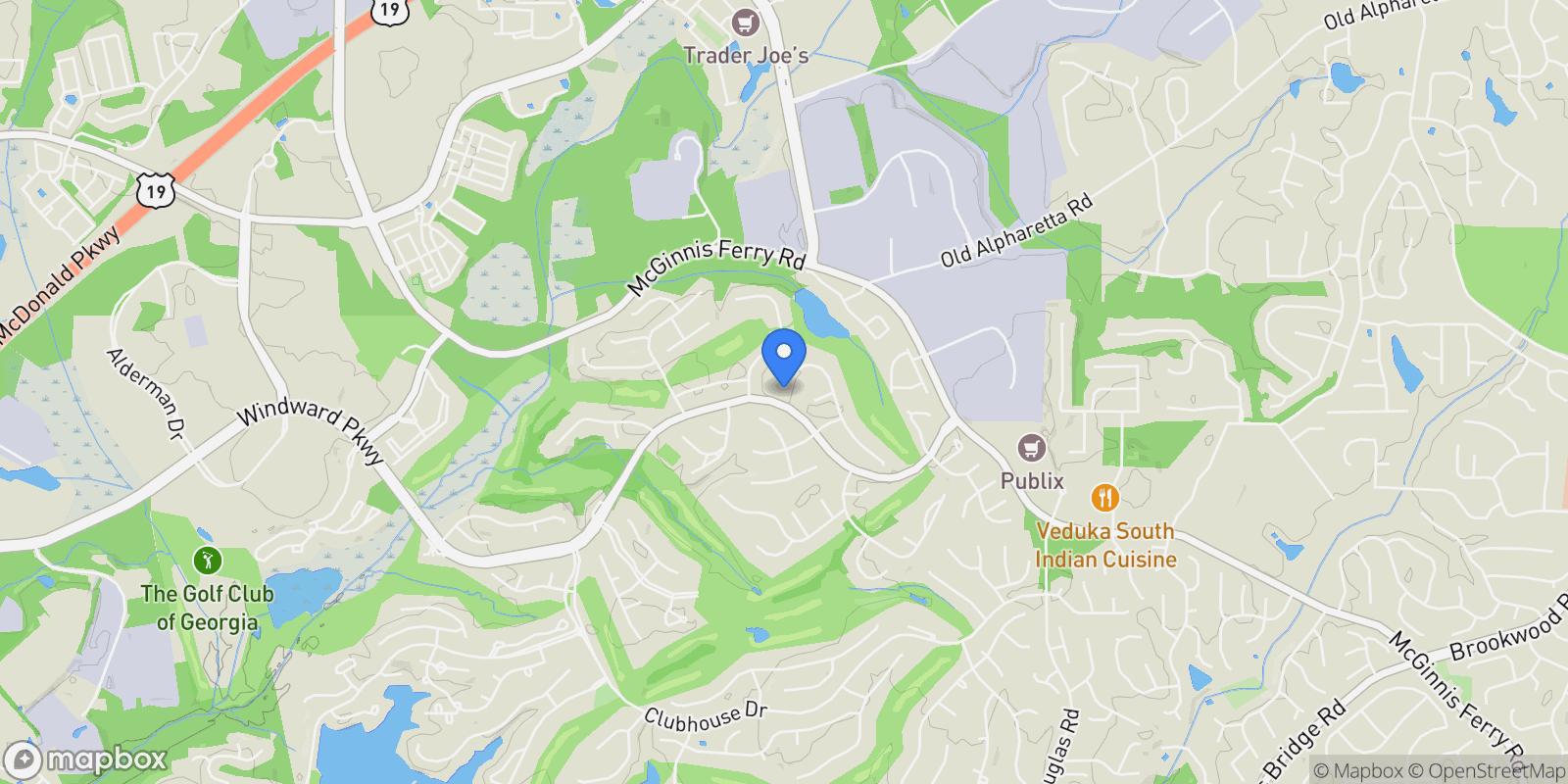Map showing 11640 Folia Circle, Alpharetta, Georgia, United States.