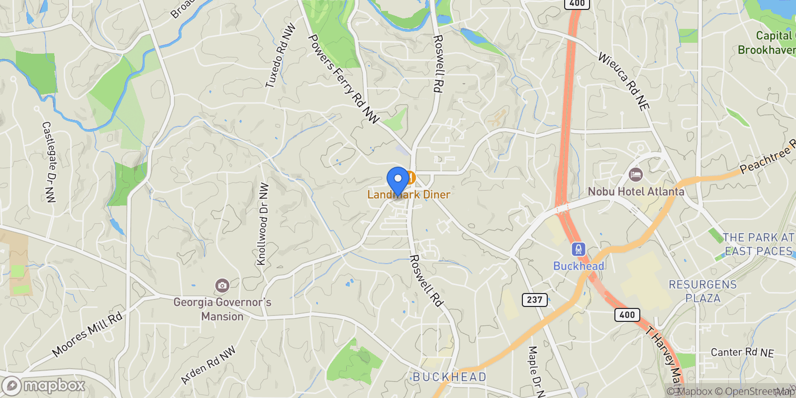 Map showing 3611 Habersham Road NW, Atlanta, Georgia, United States.