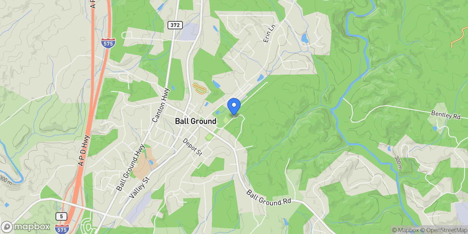 Map showing 553 Groover Street, Ball Ground, Georgia, United States.