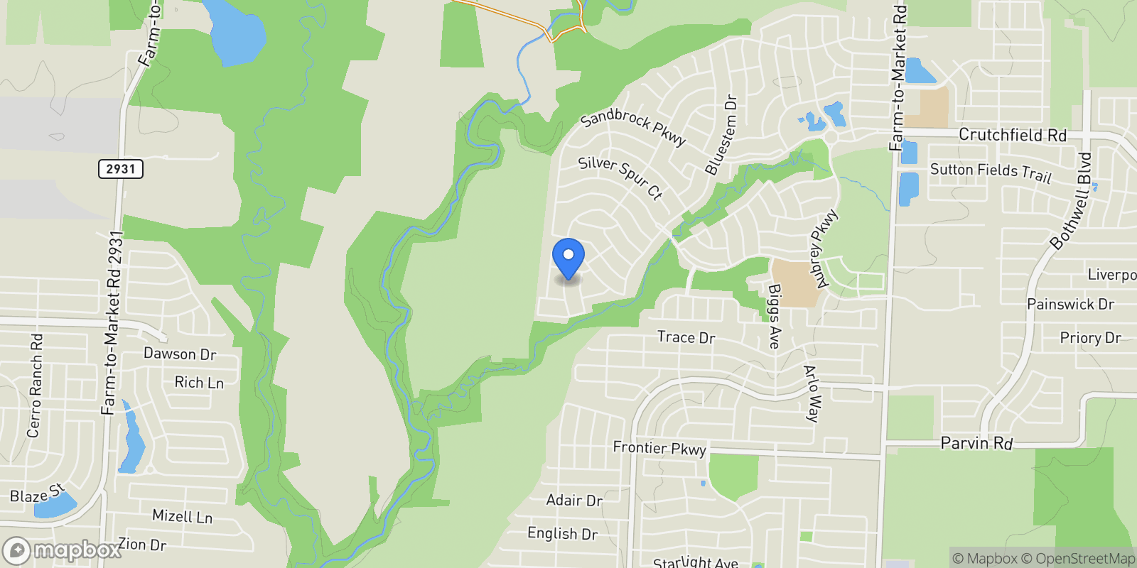 Map showing 4112 Fall Aster Way, Aubrey, Texas, United States.