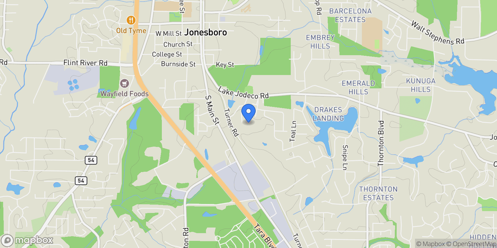 Map showing 116 Thornton Drive, Jonesboro, Georgia, United States.