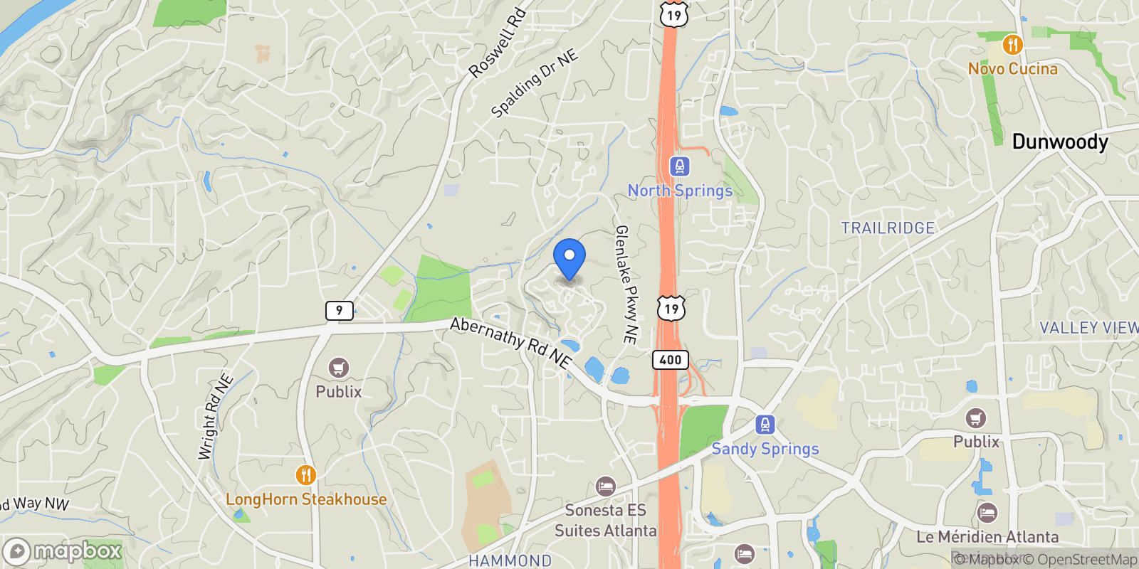 Map showing 6787 Cadence Boulevard, Atlanta, Georgia, United States.