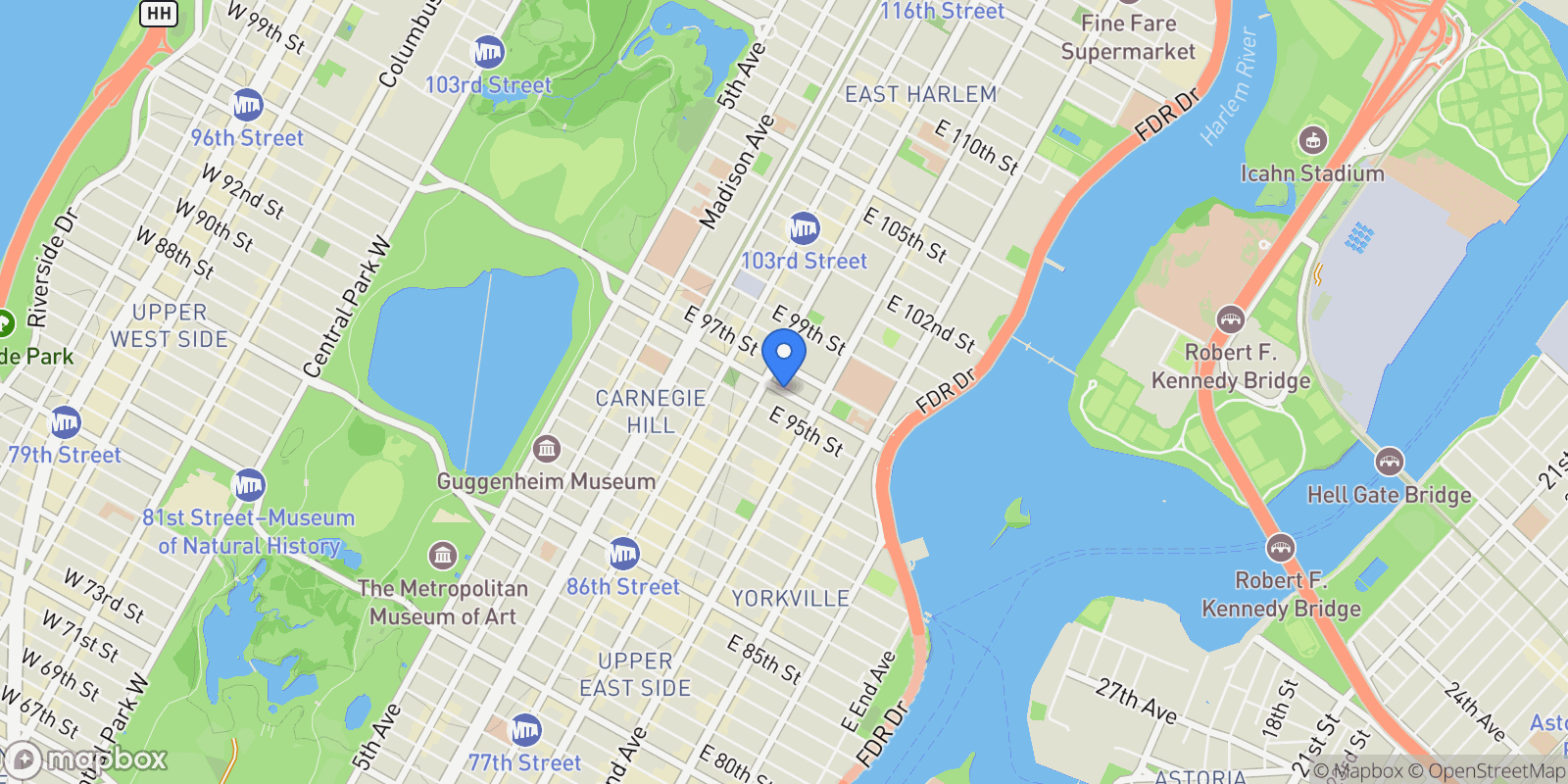 Map showing EAST 96TH STREET, New York, New York, United States.