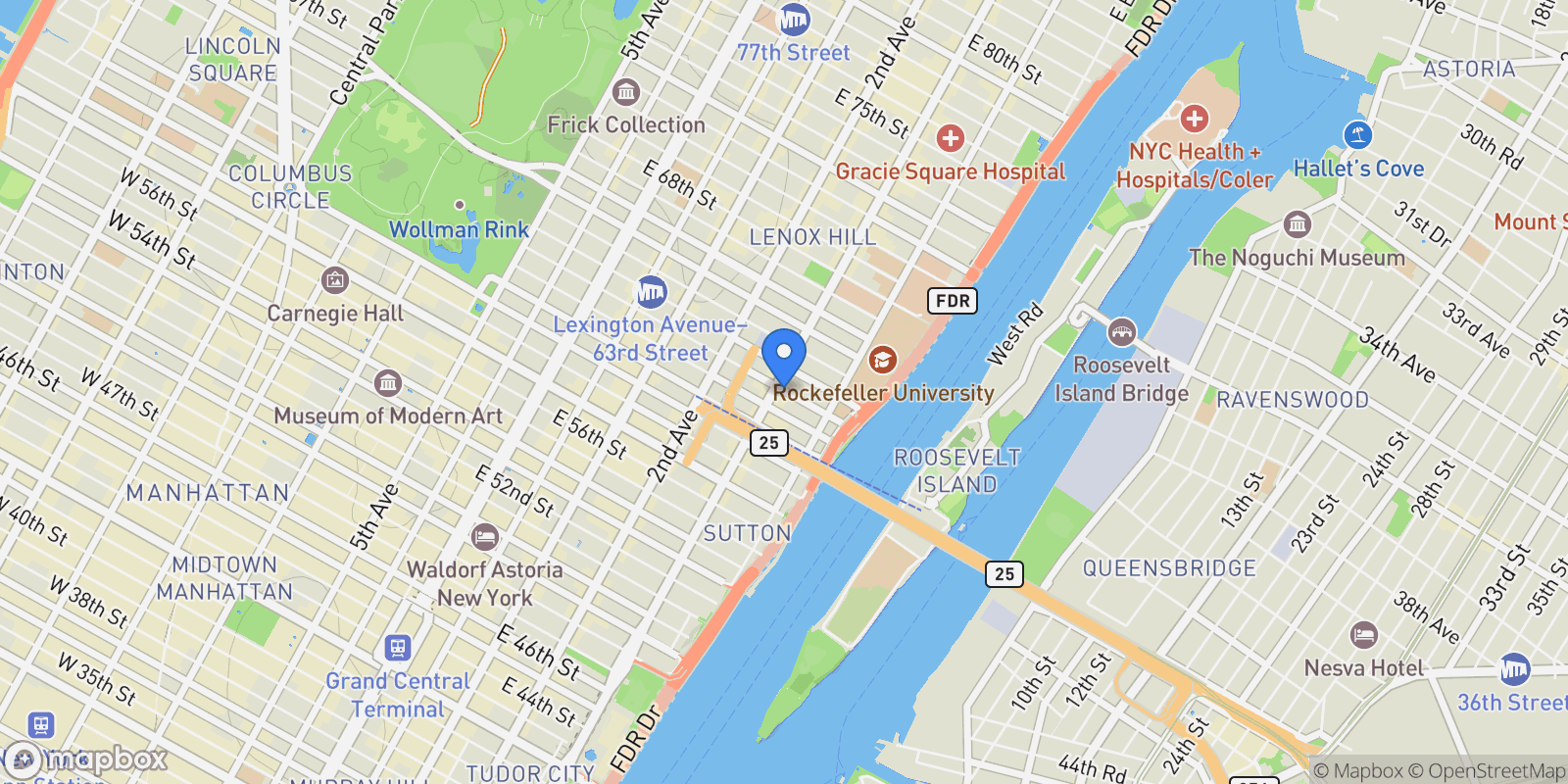 Map showing EAST 62ND STREET, New York, New York, United States.