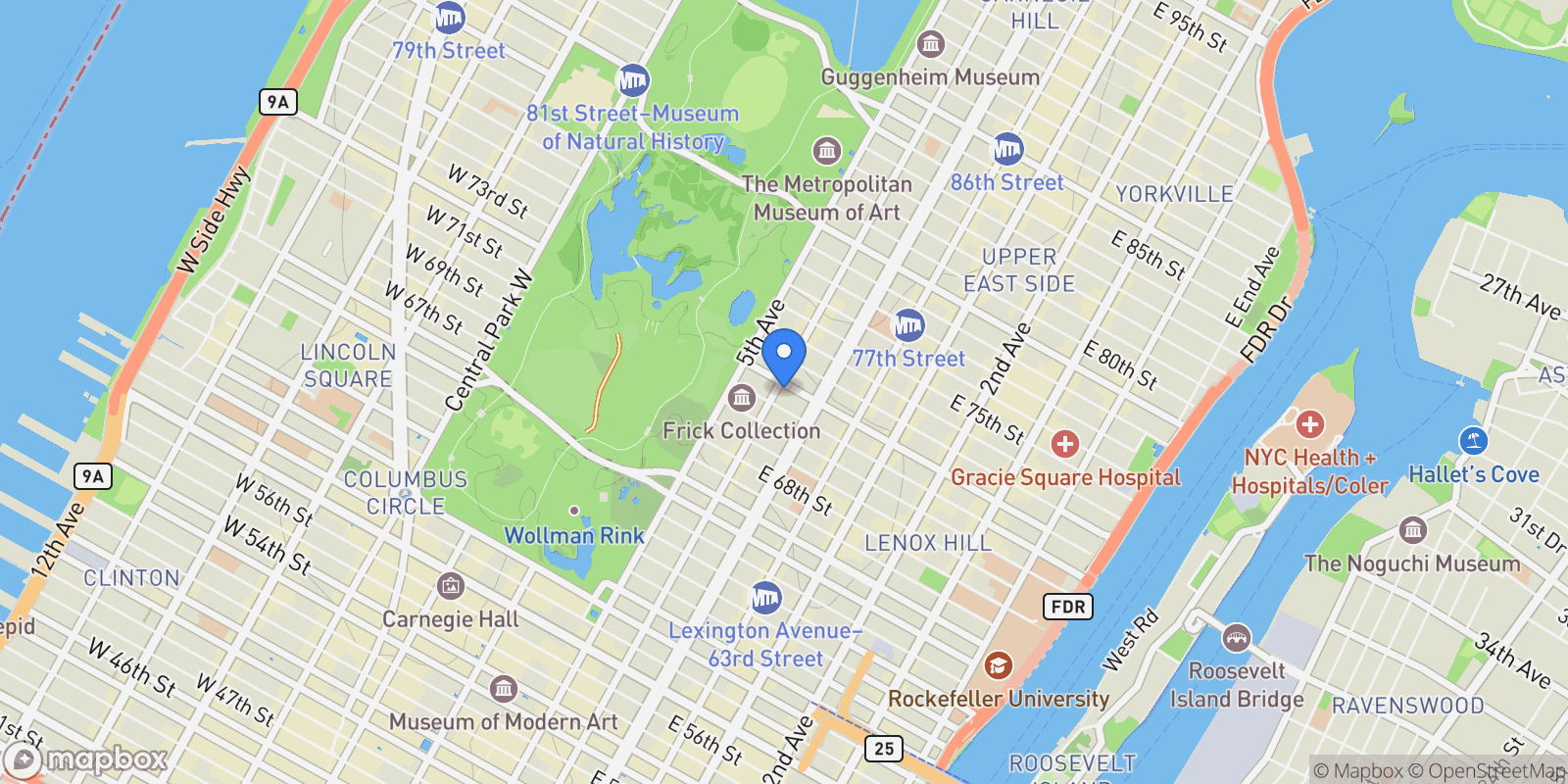 Map showing East 72nd Street, New York, New York, United States.