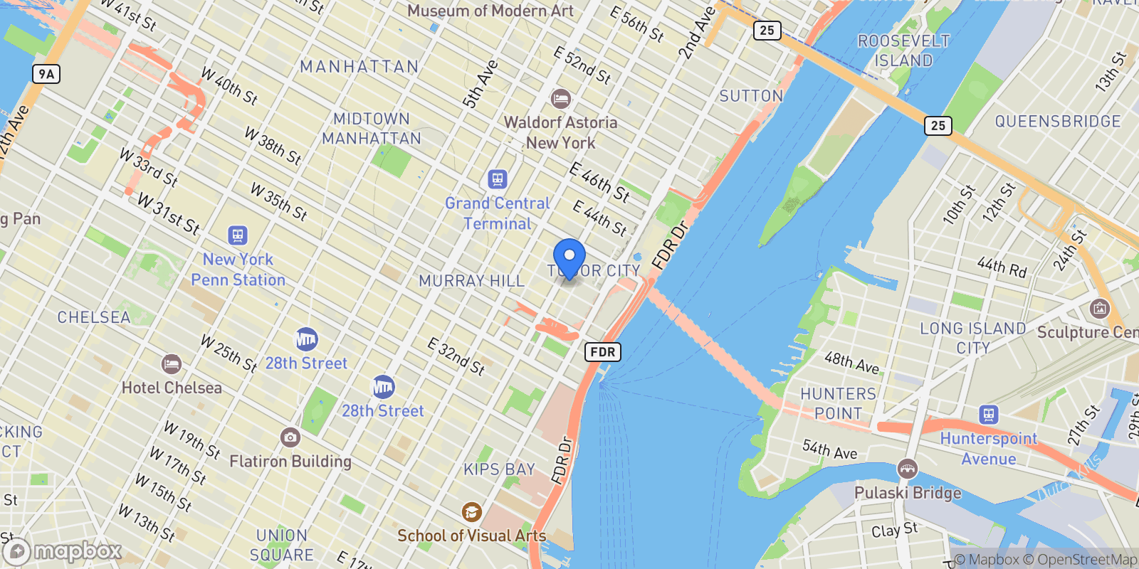 Map showing EAST 40TH STREET, New York, New York, United States.