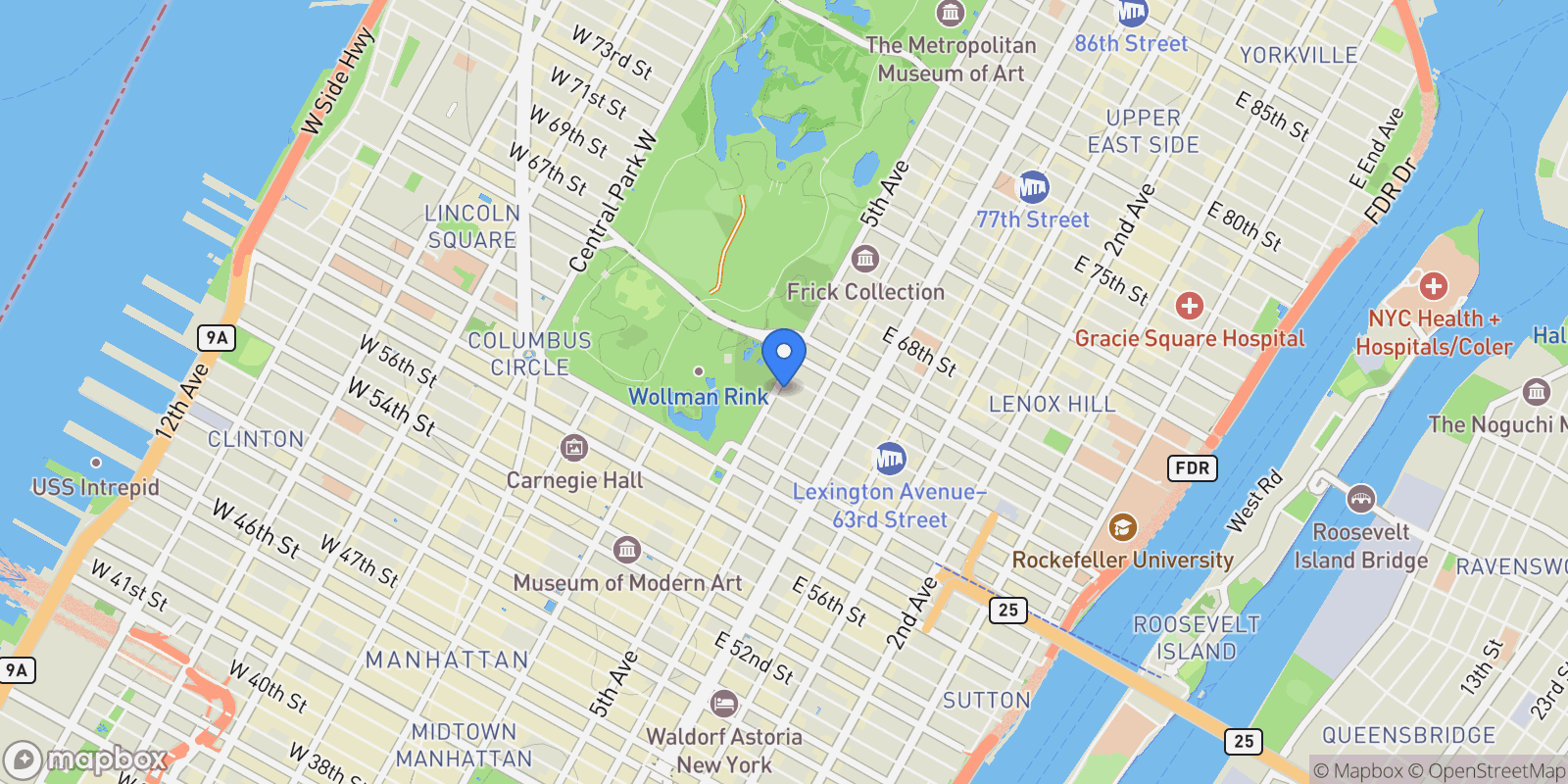 Map showing FIFTH AVENUE, New York, New York, United States.
