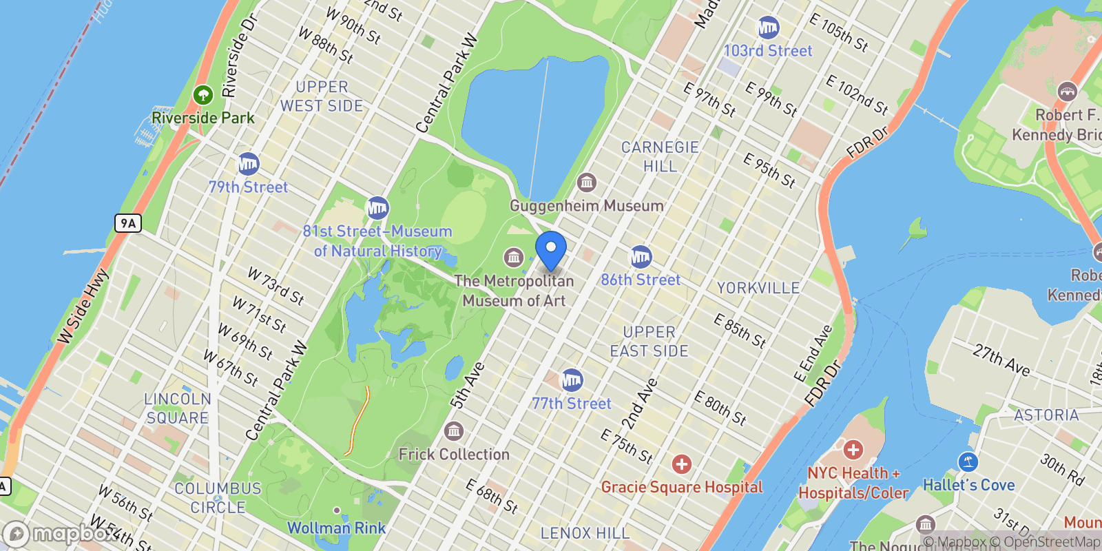 Map showing EAST 82ND STREET, New York, New York, United States.