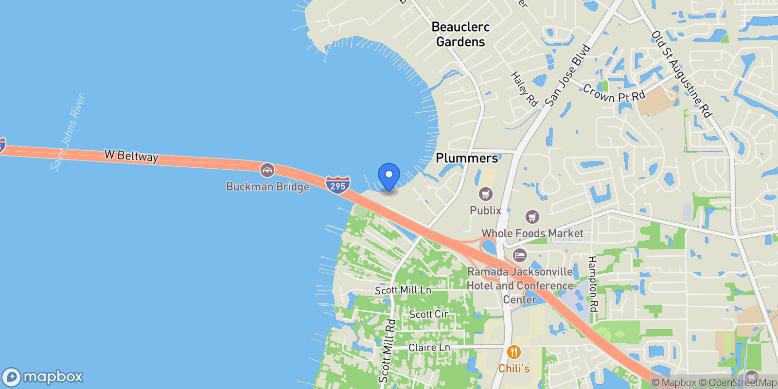 Map showing 10566 SCOTT MILL Road, Jacksonville, FL, 32257, USA, Jacksonville, Florida, United States.