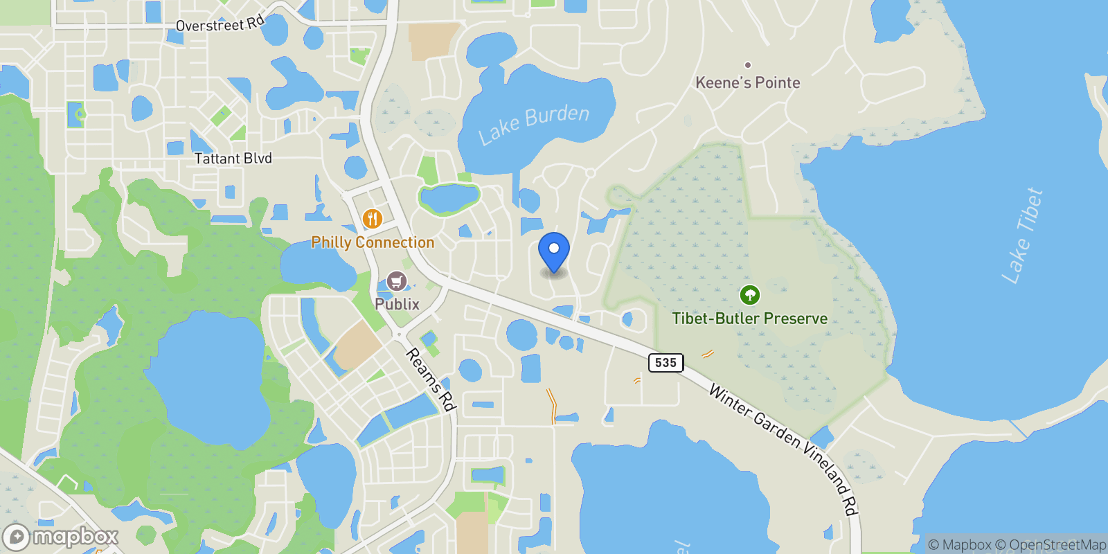 Map showing 11474 CLAYMONT CIRCLE, Windermere, FL, 34786, USA, Lake Butler, Florida, United States.