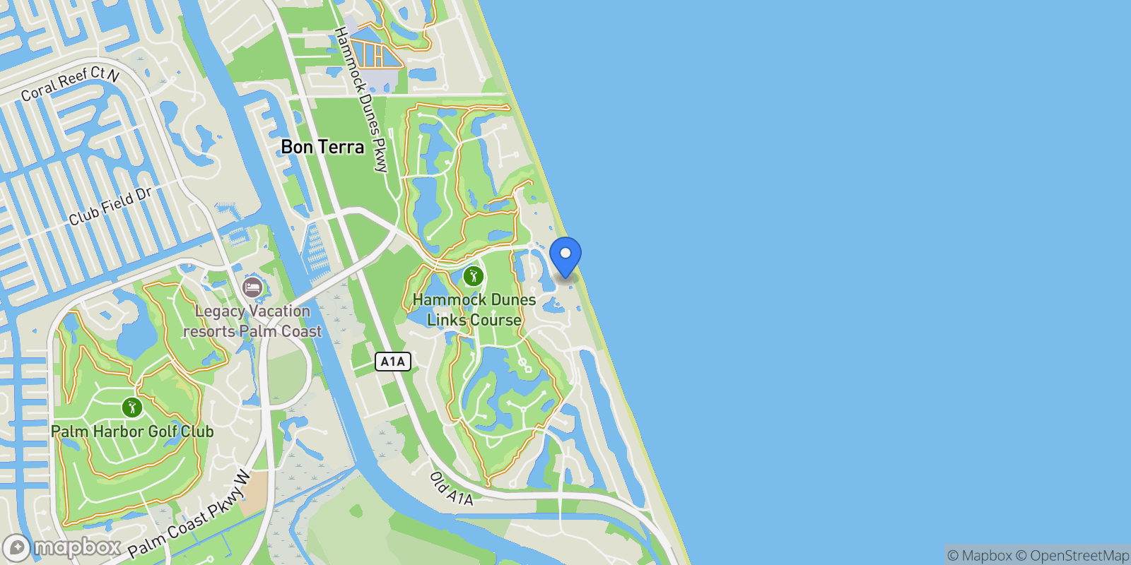 Map showing 19 AVENUE DE LA MER, #705, Palm Coast, FL, 32137, USA, Palm Coast, Florida, United States.