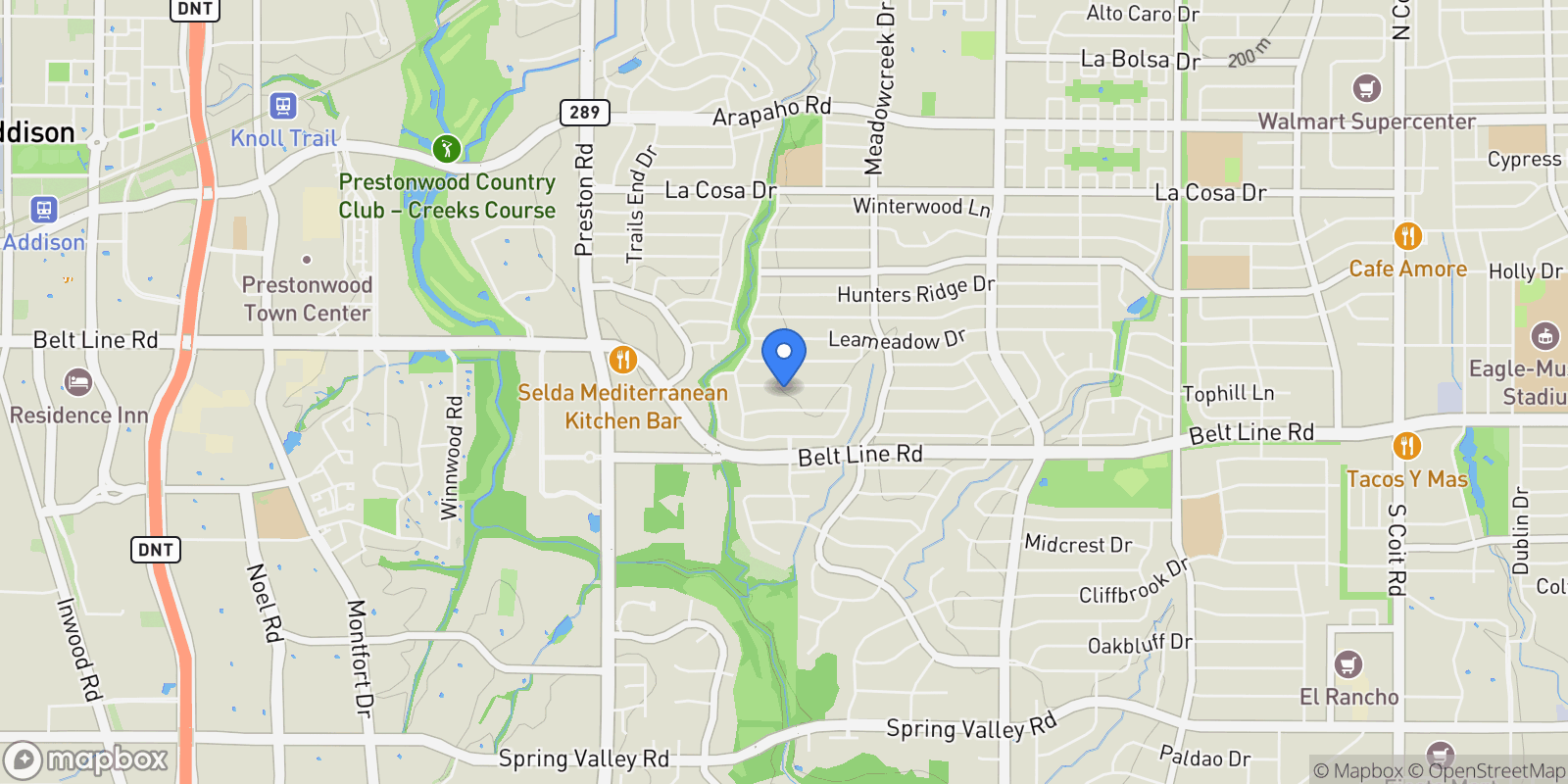 Map showing 6622 Regalbluff Drive, Dallas, Texas, United States.