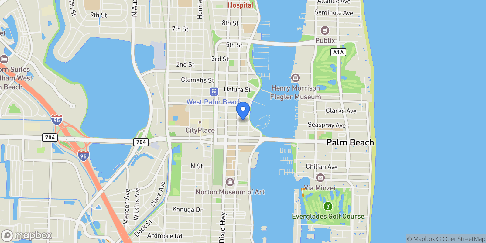 Map showing 529 S Flagler Drive, West Palm Beach, Florida, United States.