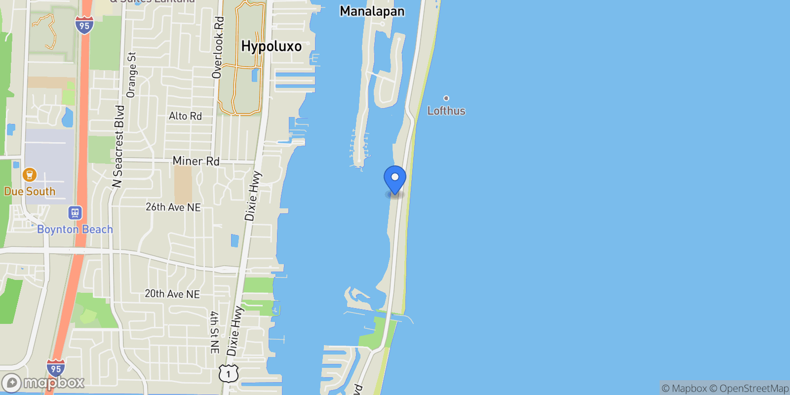 Map showing 1840 S Ocean Boulevard, Lantana, Florida, United States.