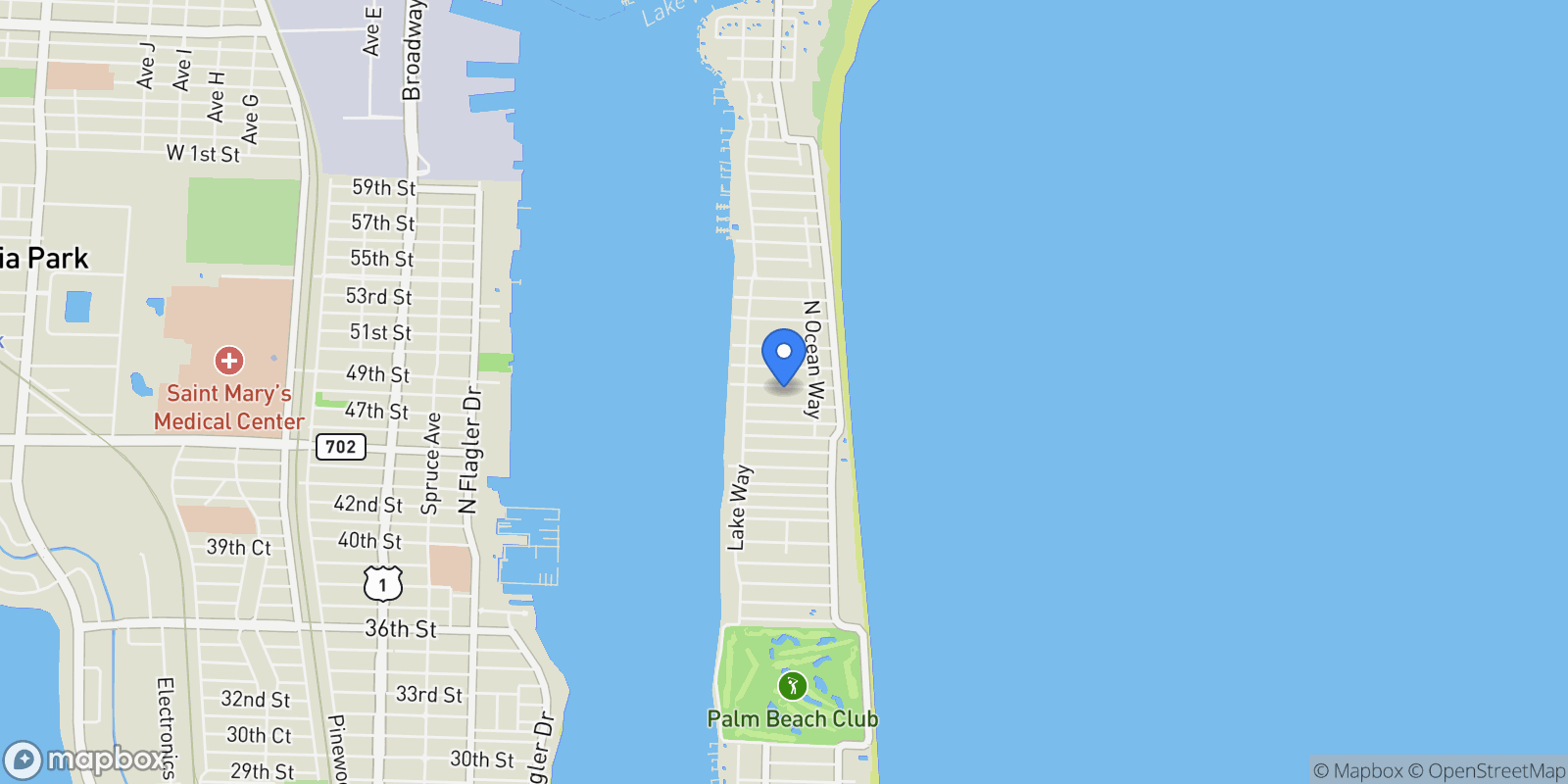 Map showing 232 La Puerta Way, Palm Beach, Florida, United States.