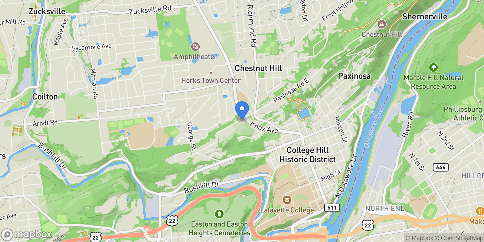 Map showing 306 Paxinosa Road West , Easton, PA 18040, Easton, Pennsylvania, United States.