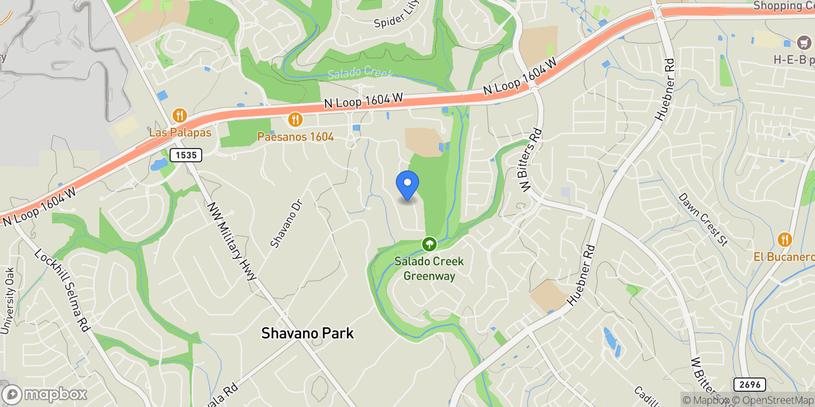 Map showing 116 Whittingham Rd , San Antonio, TX 78231, Shavano Park, Texas, United States.