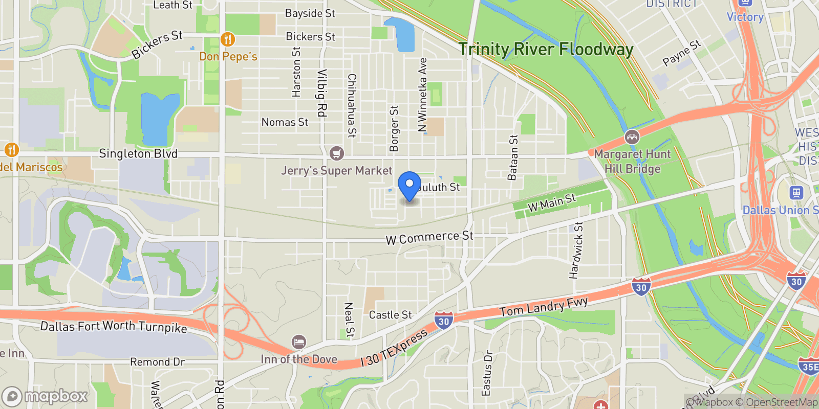 Map showing 1121 Muncie Avenue, Dallas, Texas, United States.