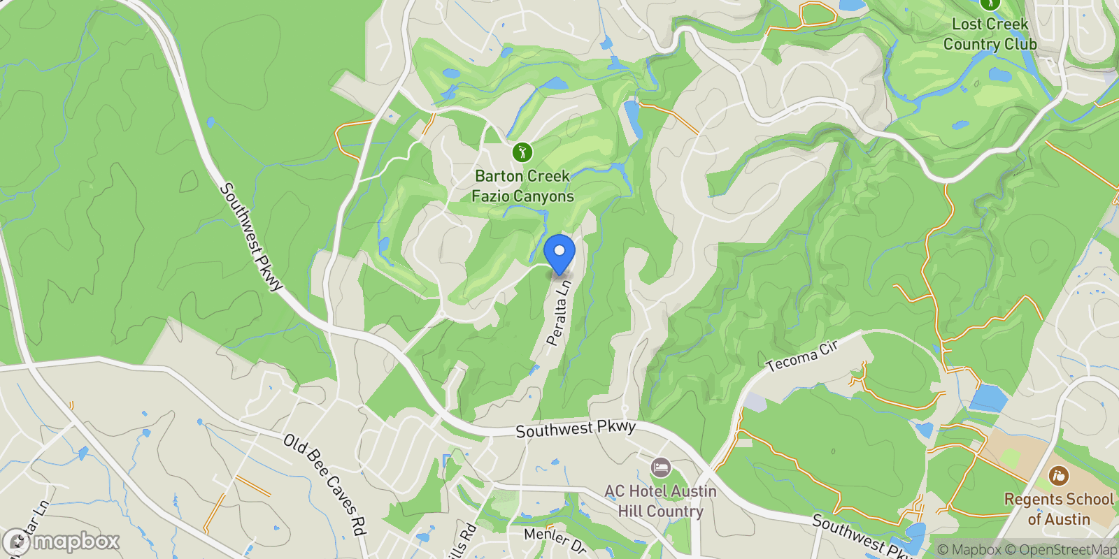 Map showing 4701 Peralta Lane , Austin, TX 78735, Austin, Texas, United States.