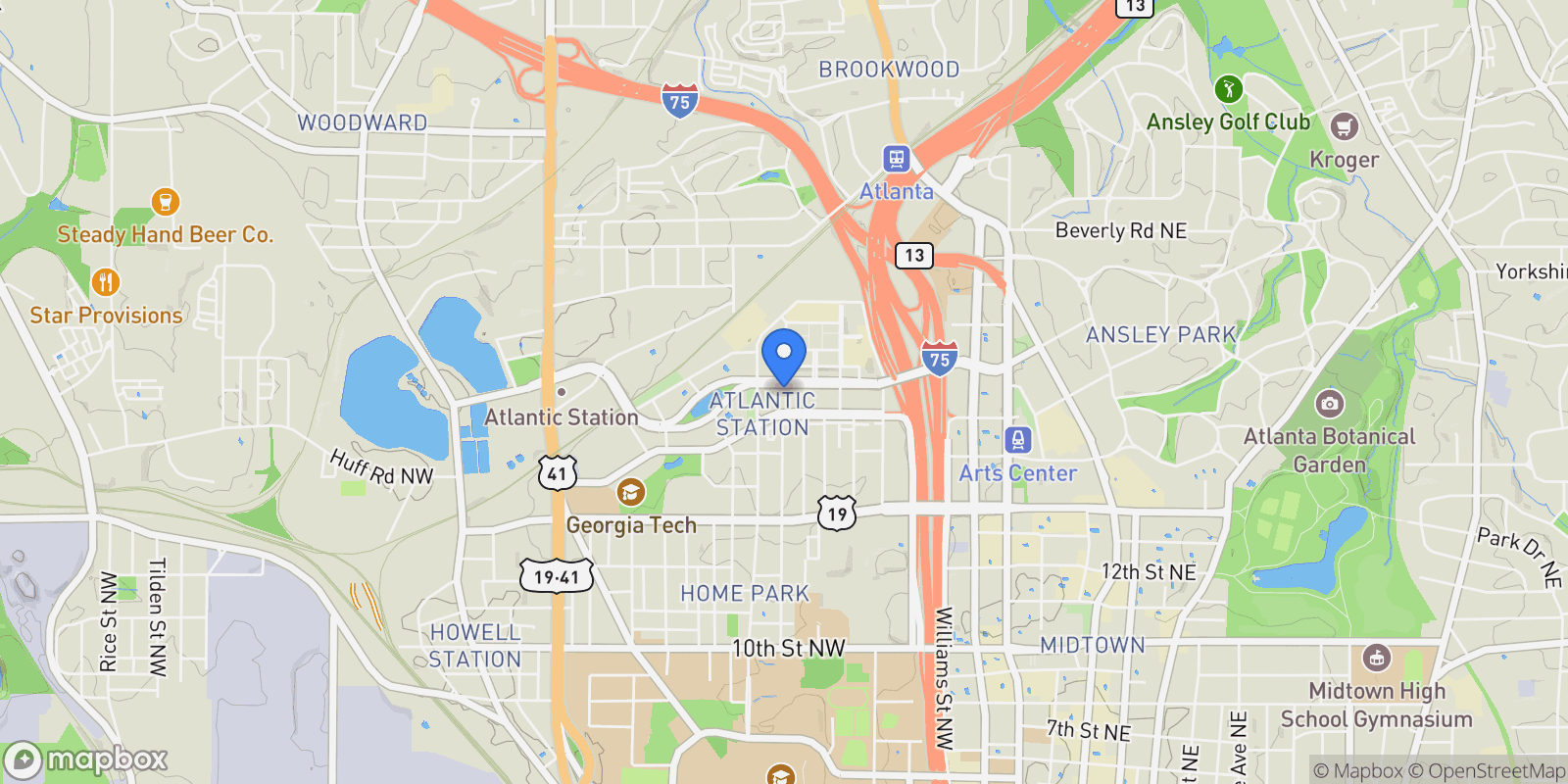 Map showing 270 17th ST NW 1413, Atlanta, Georgia, United States.