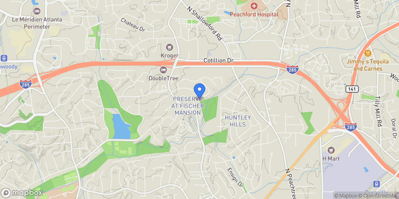 Map showing 1905 Gainsborough Drive, Chamblee, Georgia, United States.