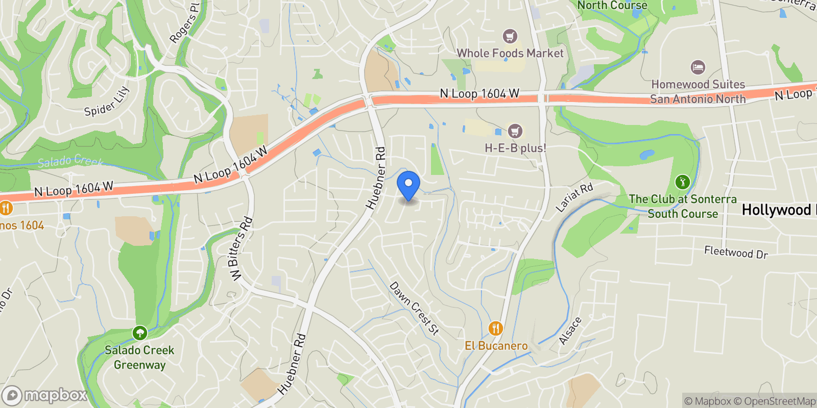 Map showing 17122 Fawn Brook Dr , San Antonio, TX 78248, San Antonio, Texas, United States.