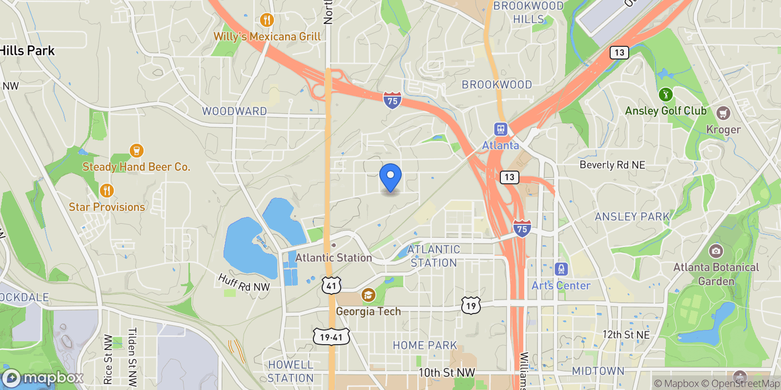Map showing 450 Plateau Place NW, Atlanta, Georgia, United States.