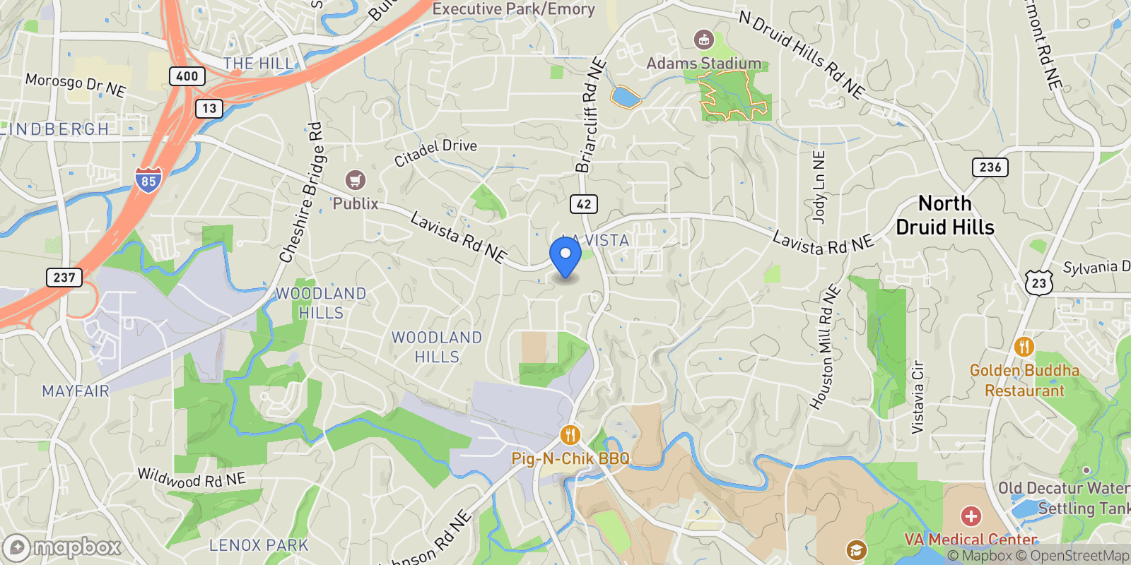 Map showing 1160 Kendron Lane 16, Atlanta, Georgia, United States.