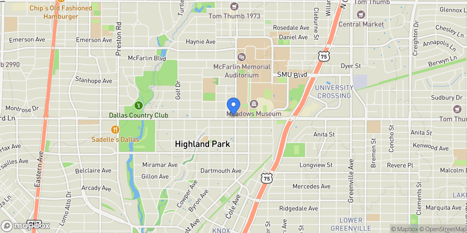 Map showing 5501 Hillcrest Avenue, Highland Park, TX, 75205, USA, Dallas, Texas, United States.