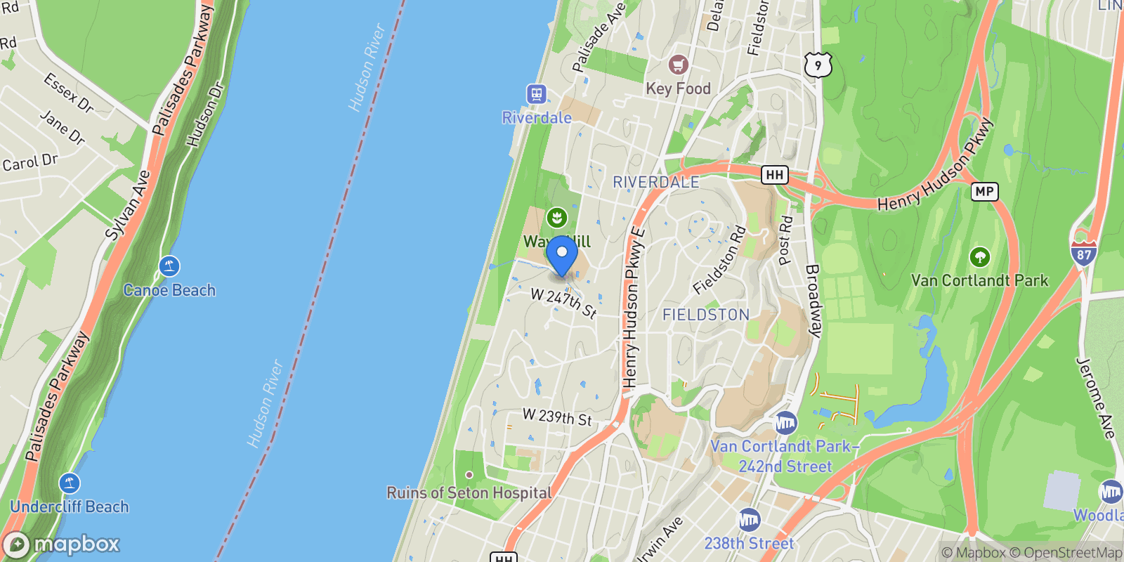 Map showing 4725 INDEPENDENCE AVE, New York, New York, United States.