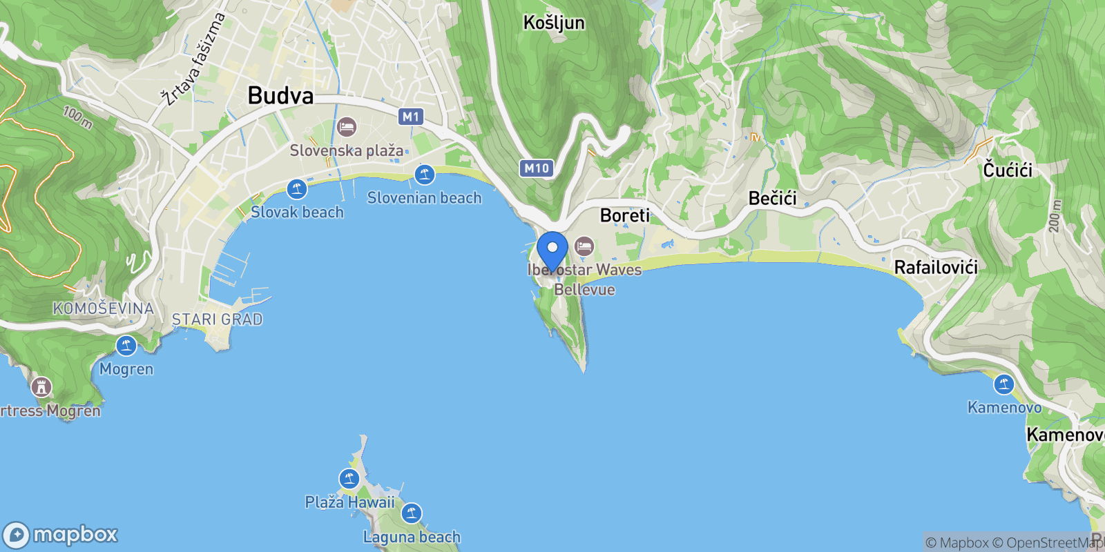 Map showing Zavala, Budva, Budva Municipality, Montenegro.