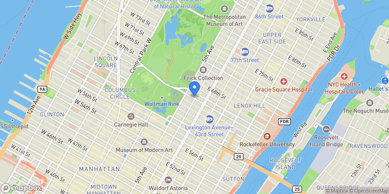 Map showing GIORGIO ARMANI RESI, 760 MADISON AVE, New York, New York, United States.