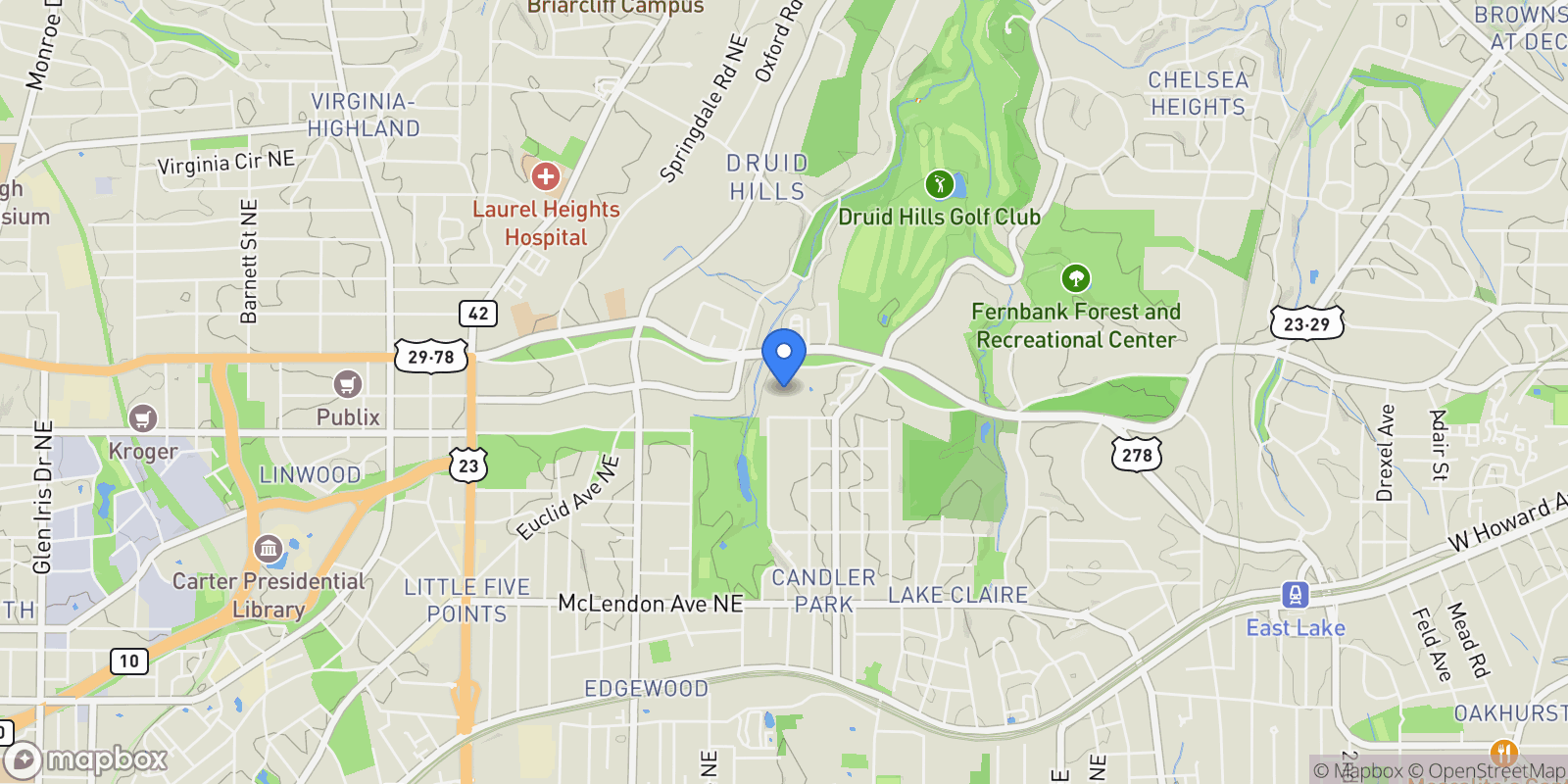 Map showing 1585 S Ponce De Leon AVE #13, Atlanta, Georgia, United States.