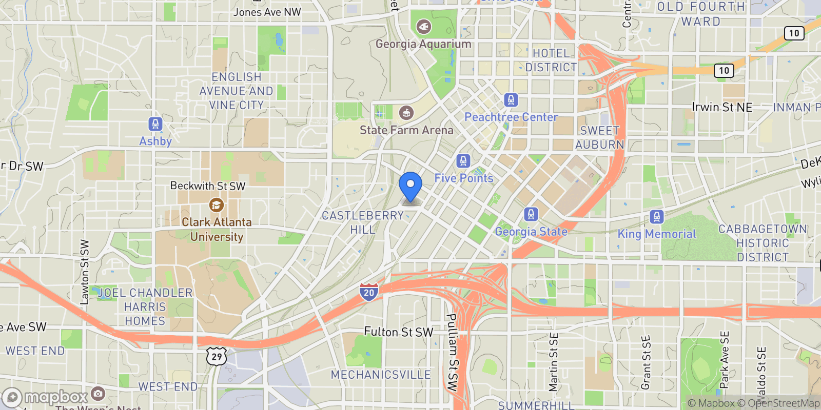 Map showing 251 Trinity AVE SW, Atlanta, Georgia, United States.