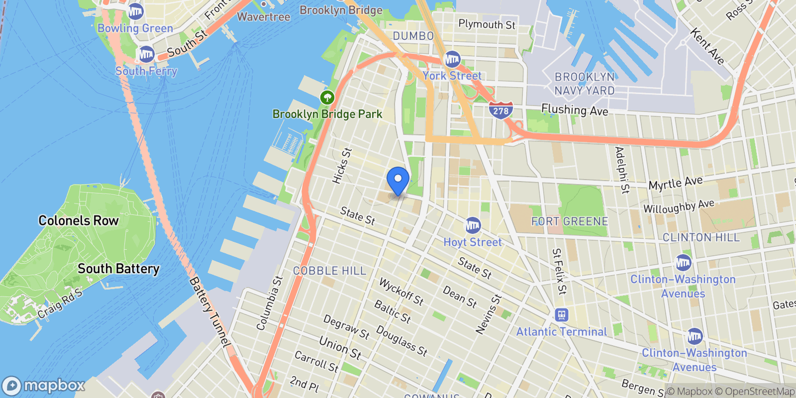 Map showing 56 COURT ST, New York, New York, United States.