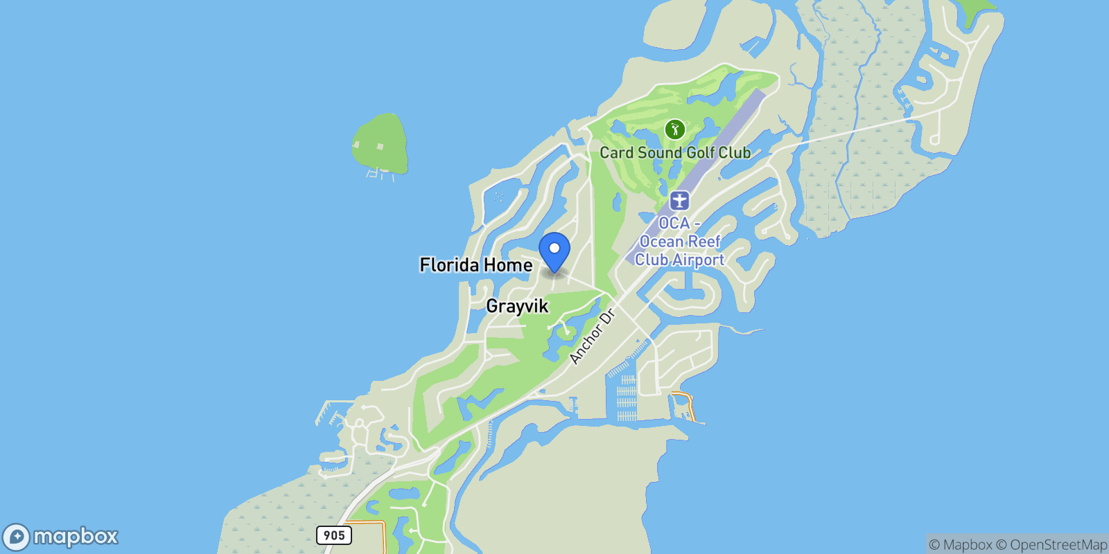 Map showing 1 Residence Lane #A-PH3, Key Largo, FL 33037, Key Largo, Florida, United States.