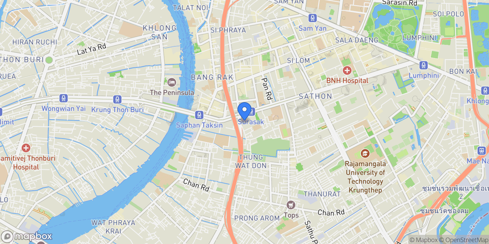 Map showing 111 South Sathorn Road, Yan Nawa, Sathon, Bangkok, Bangkok, Krung Thep Maha Nakhon, Thailand.