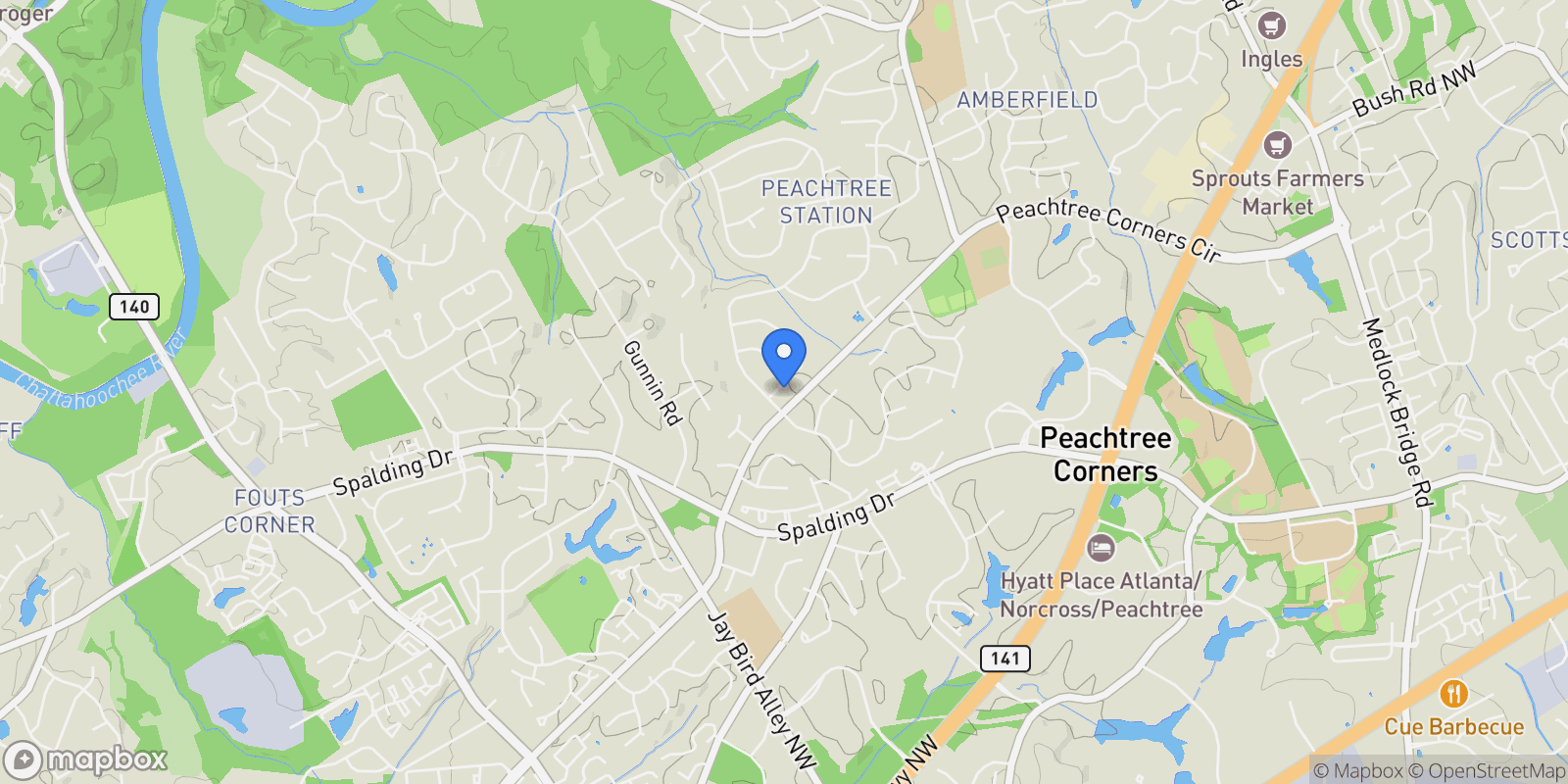 Map showing 5786 Broxton CIR, Peachtree Corners, Georgia, United States.
