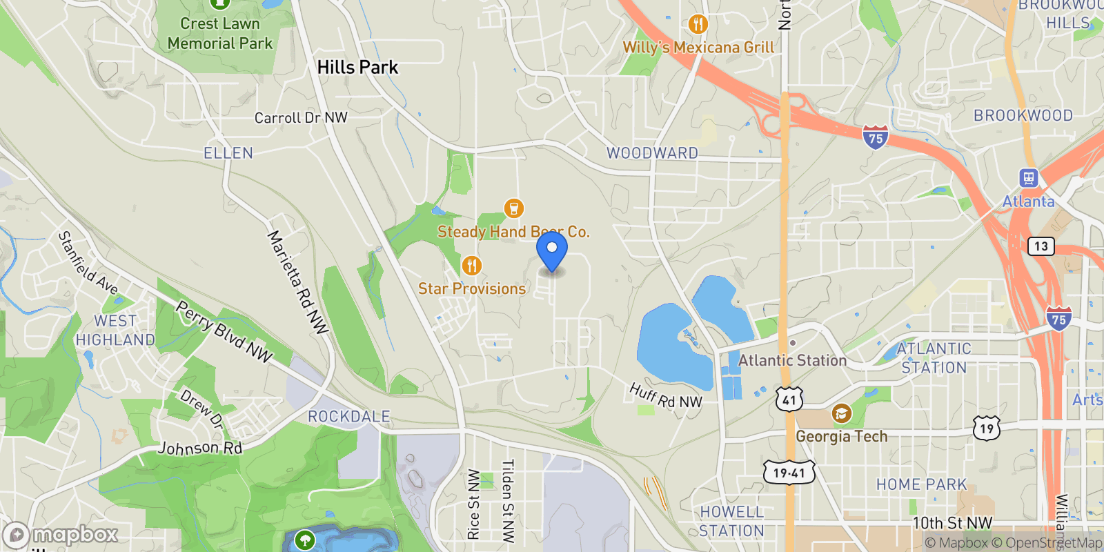 Map showing 1458 Fairmont Avenue NW, Atlanta, Georgia, United States.
