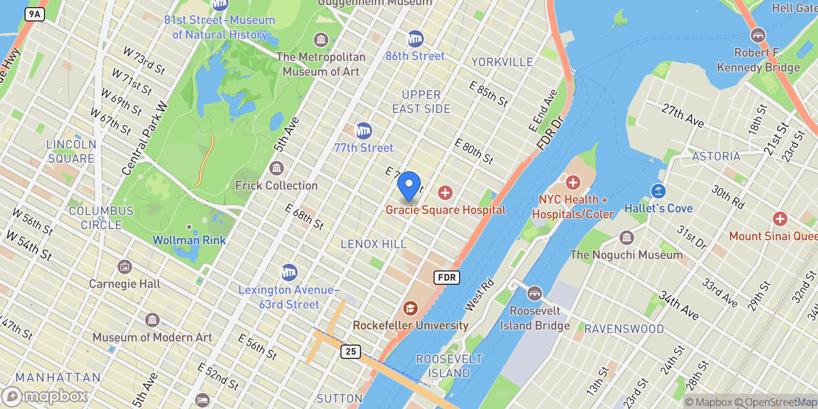 Map showing Morad Diplomat, 345 E 73RD ST, New York, New York, United States.