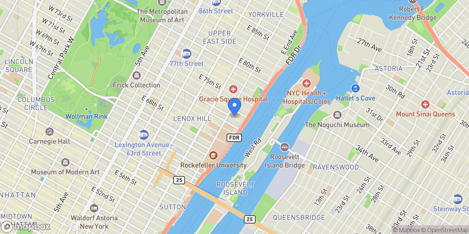 Map showing 515 East 72, 515 E 72ND ST, New York, New York, United States.
