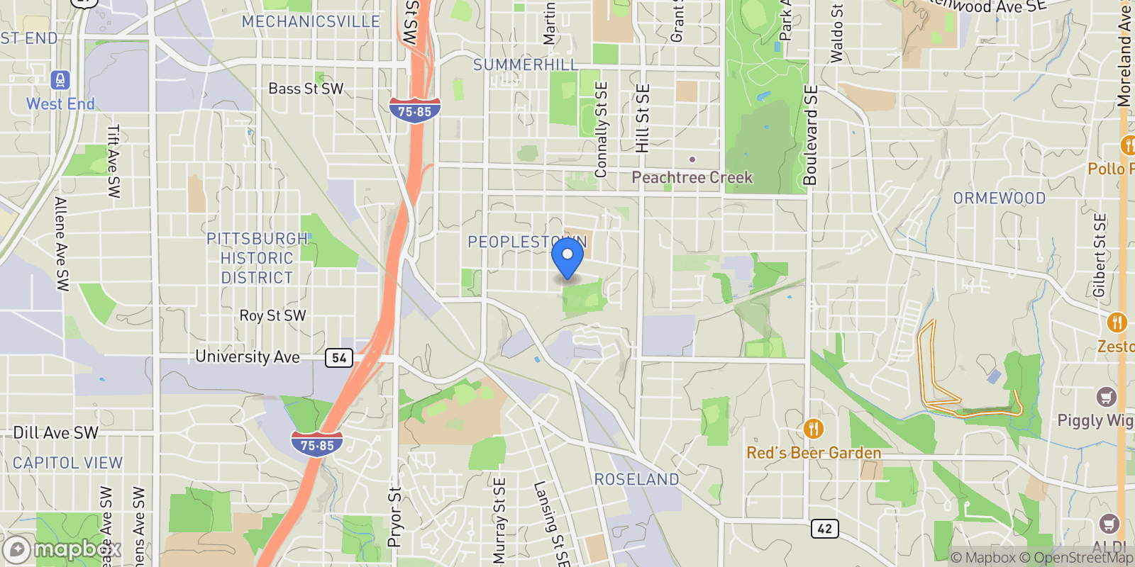 Map showing 1044 Martin ST SE A, Atlanta, Georgia, United States.