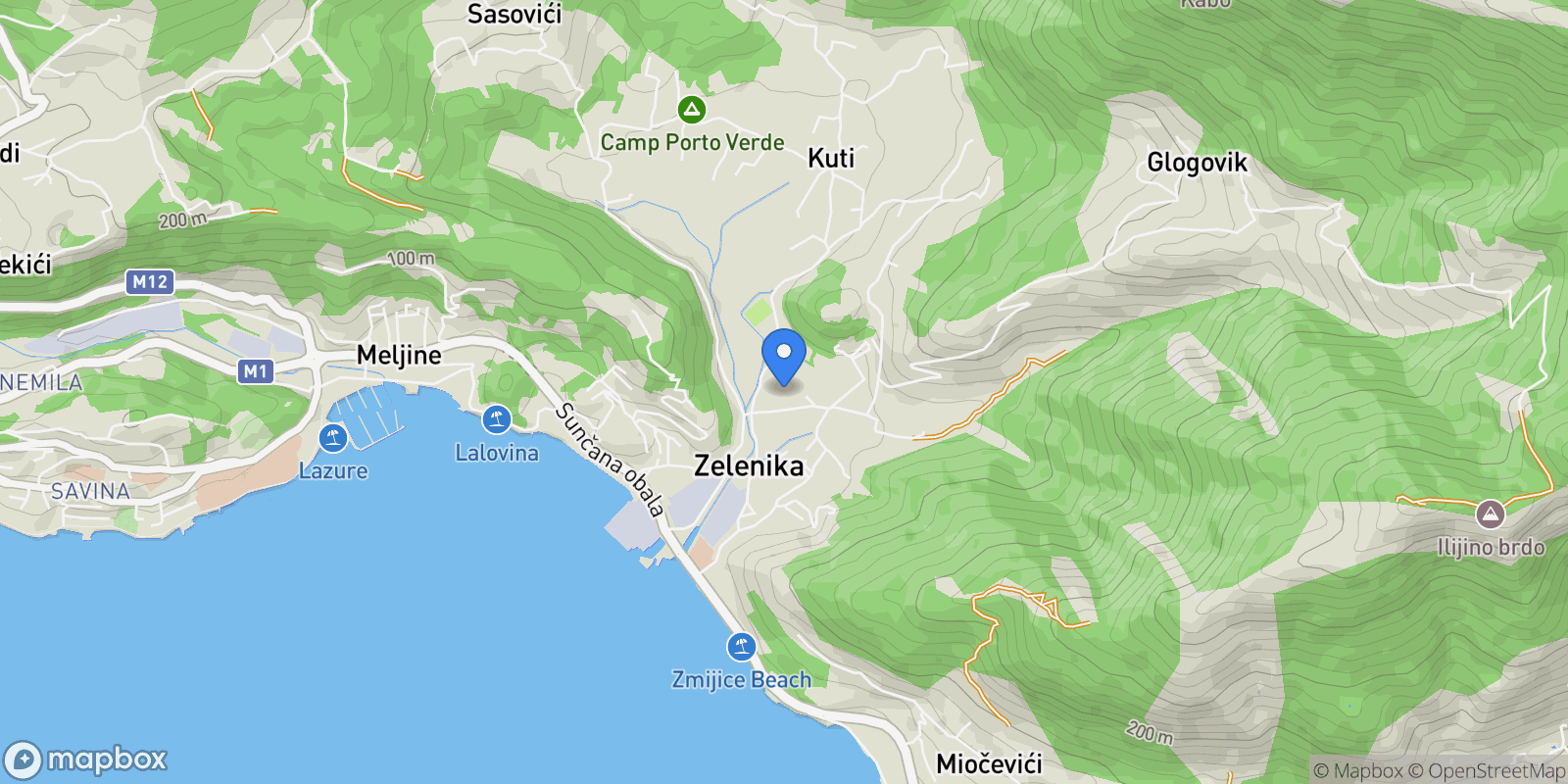 Map showing Herceg-Novi, Zelenika, Herceg Novi Municipality, Montenegro.