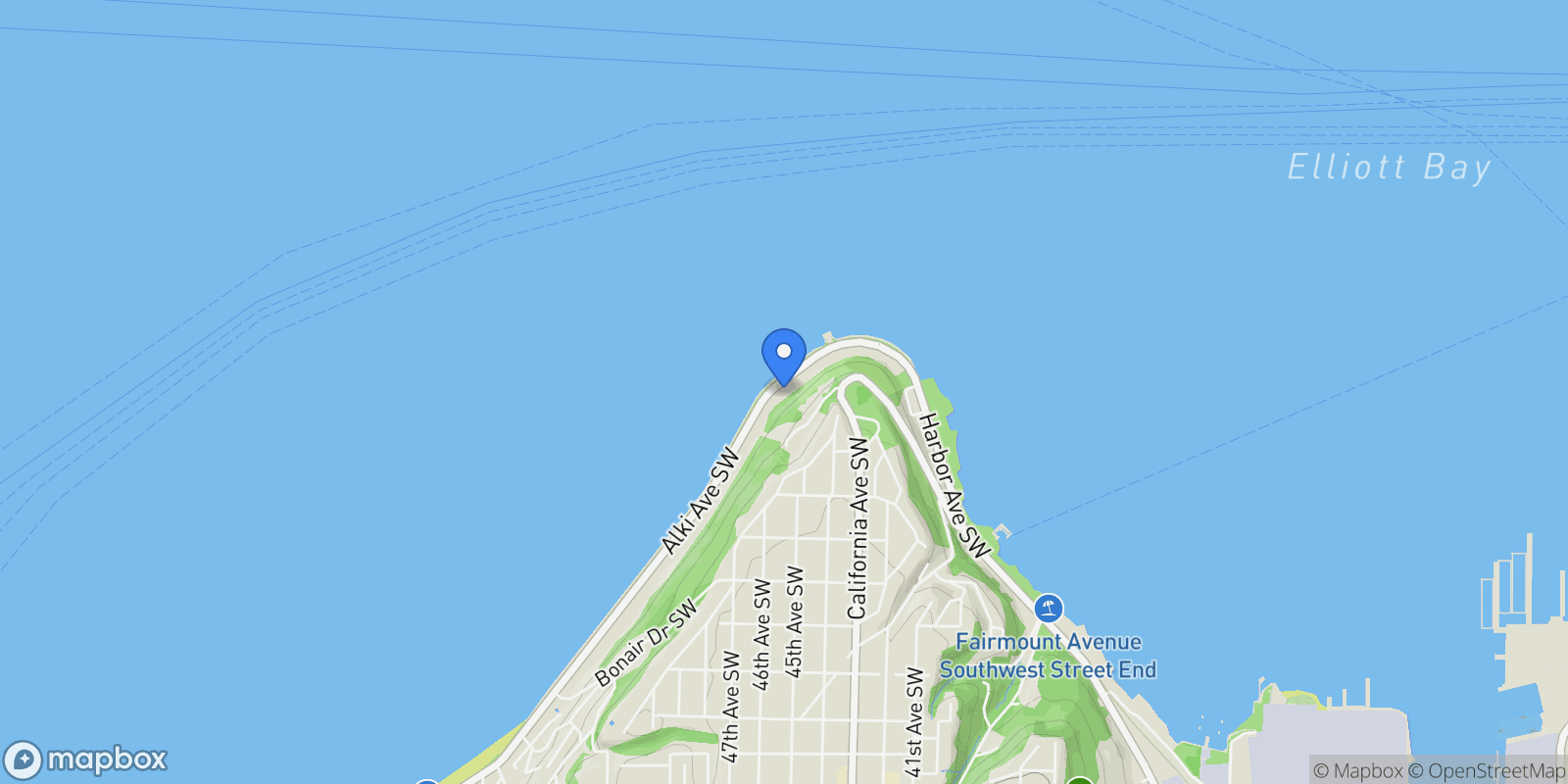 Map showing 1250 Alki Ave SW Unit #2C , Seattle, WA 98116, Seattle, Washington, United States.