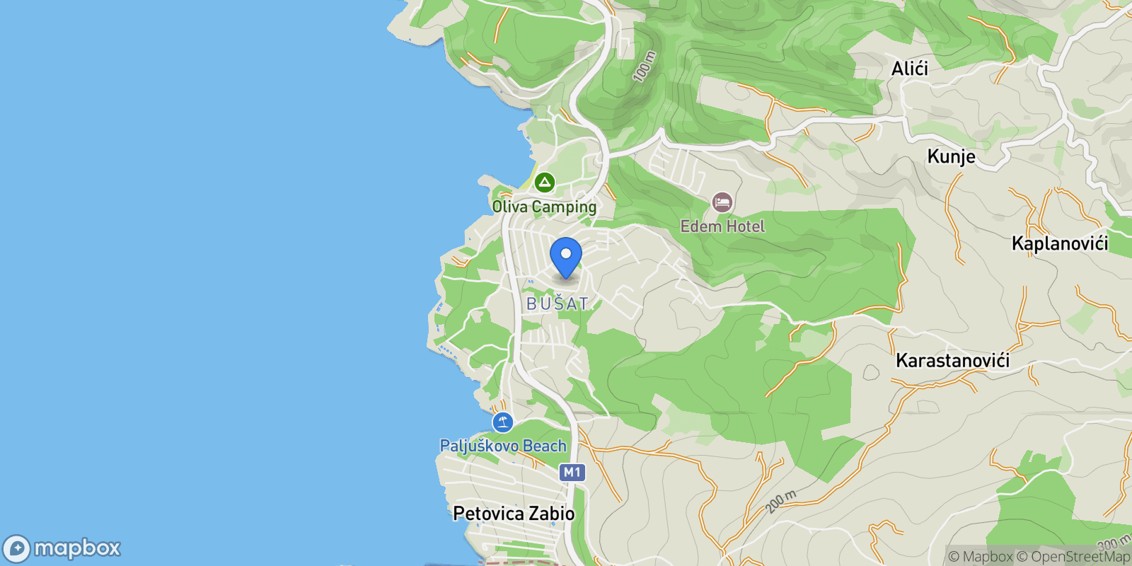 Map showing Bar, Utjeha-Bušat, Bar Municipality, Montenegro.