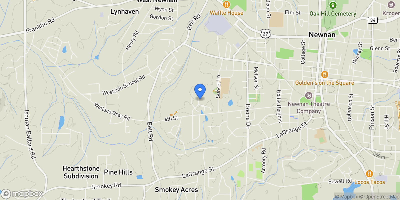 Map showing 42 Club Cresswind DR, Newnan, Georgia, United States.