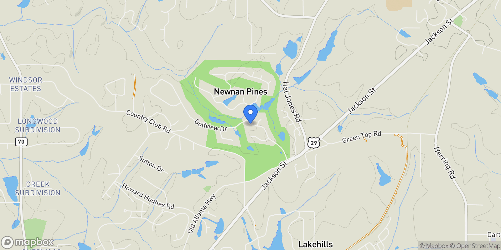 Map showing 173 Club Cresswind DR, Newnan, Georgia, United States.